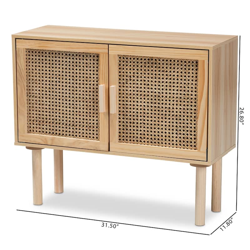 Maclean Mid-Century Modern Rattan and Wood Sideboard Buffet