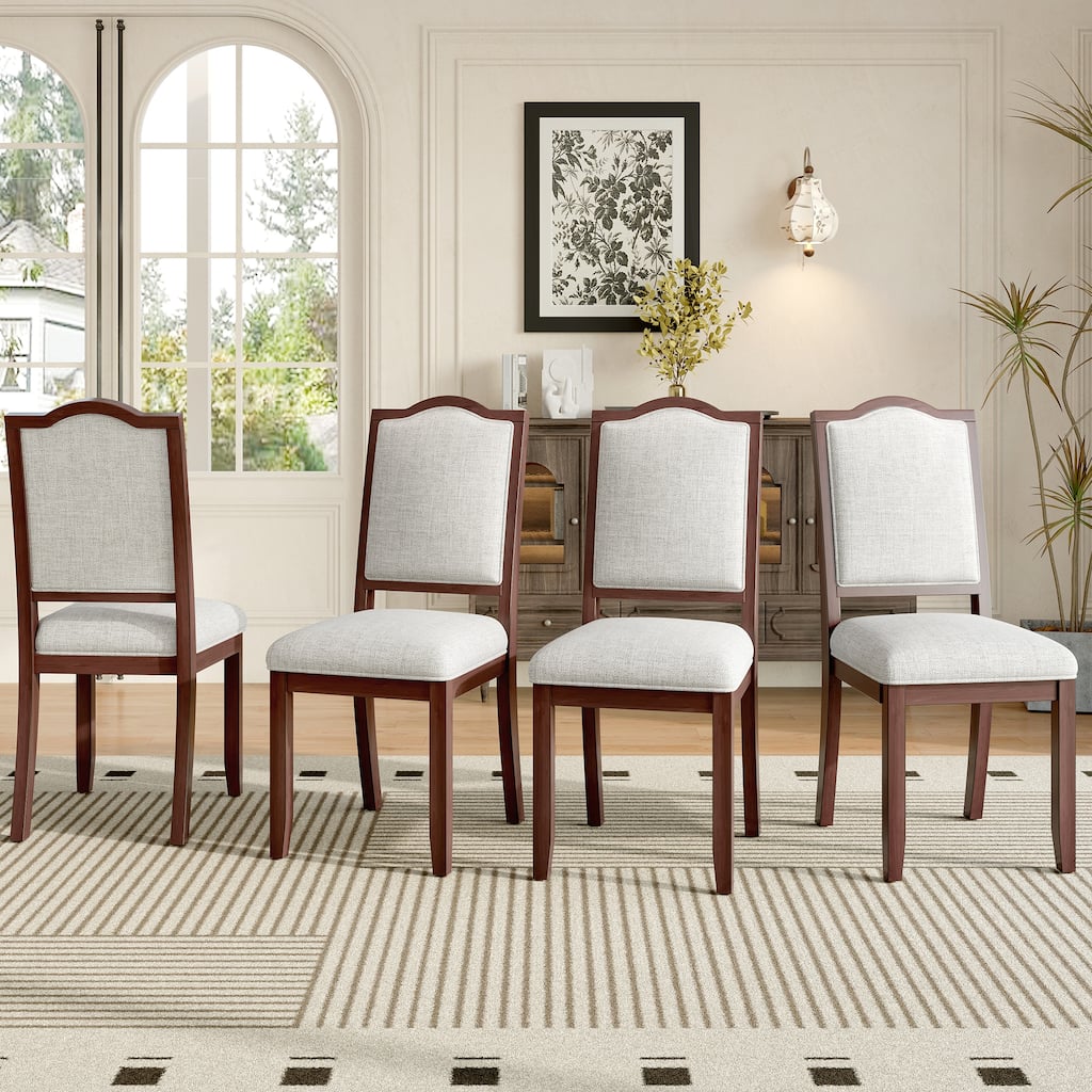 Farmhouse Dining Chairs Set of 4 Upholstered High Back Modern Seating for Home Kitchen and Living Room