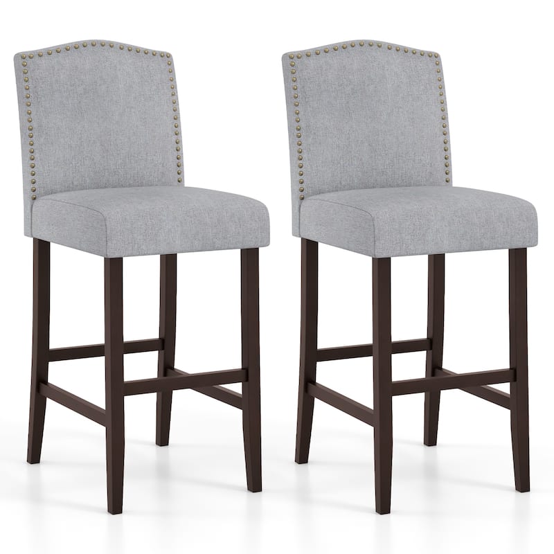 Set of 2 Counter Height Dining Side Barstools with Thick Cushion-Grey - 18.5” x 22” x 45”