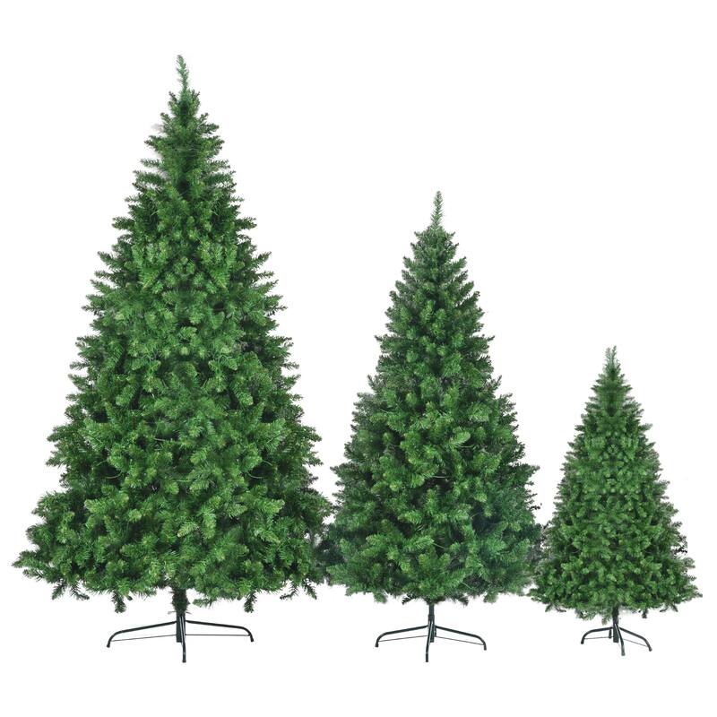 8FT, 6FT, 4FT Pre-Lit PVC Christmas Trees Set with Warm Yellow LED Lights and 2539 Branch Tips for Home Holiday Decoration