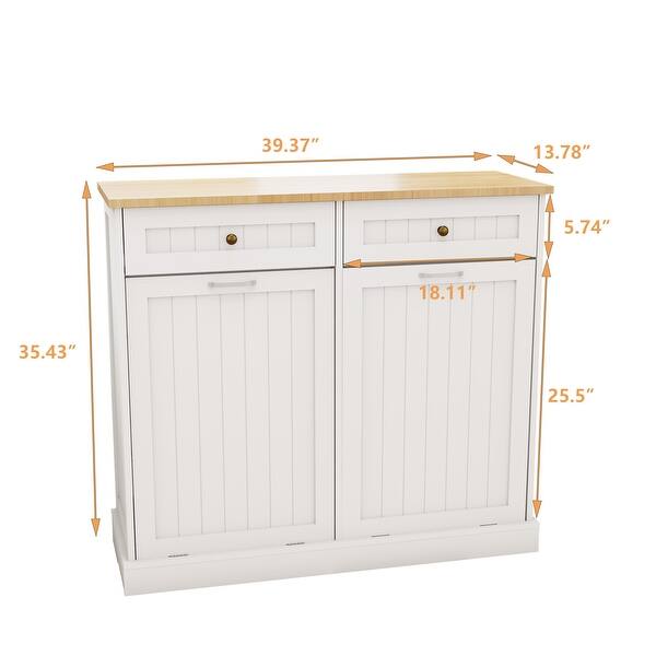 Elegant White Two-Compartment Tilt-Out Trash Cabinet