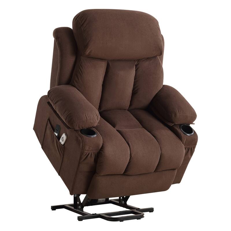 Power Lift Velvet Recliner Chair w/Heat and Massage & USB Charge Port