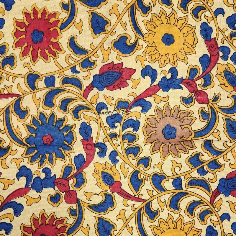 Bloom Kalamkari Lightweight Cotton Sunflower Tablecloth Rectangle