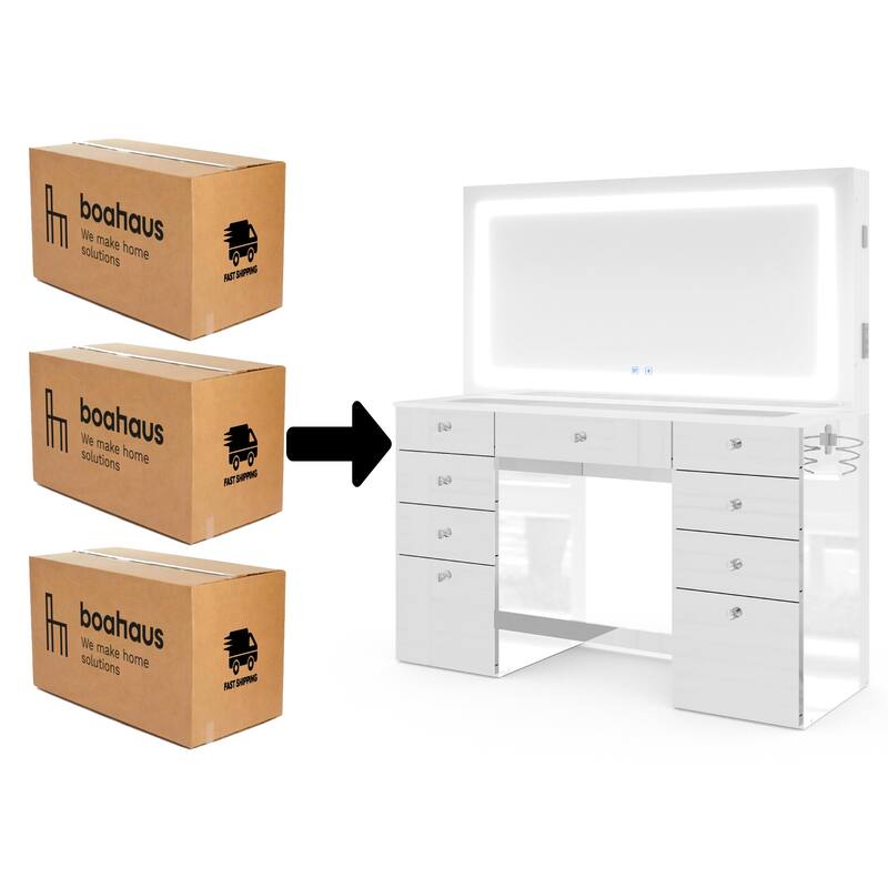 Boahaus Selina Extra-Large Vanity with Bluetooth Speakers & LED Mirror