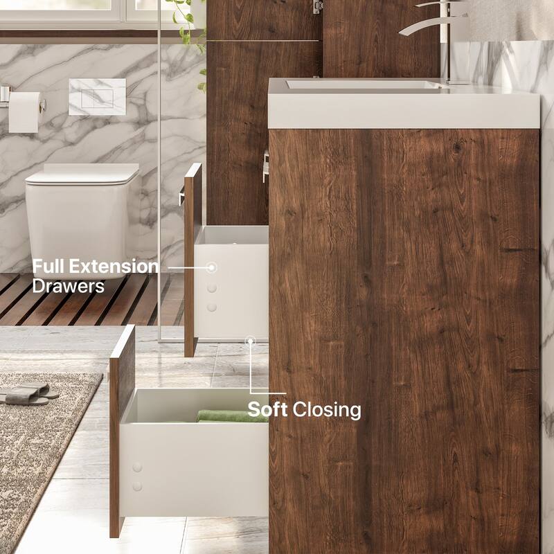 Eviva Lugano 48" Rosewood Bath Vanity with Integrated Acrylic Top