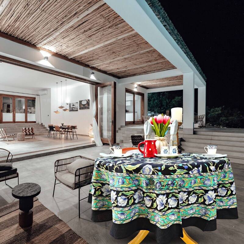 Cotton Sweet French Country Floral Tablecloth Round, Runner