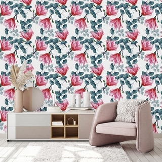 Pink Flowers Wallpaper Peel and Stick and Prepasted - Bed Bath & Beyond ...