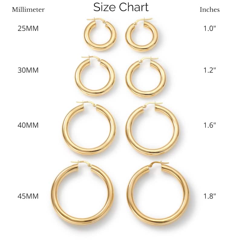 Clover 14k Yellow Gold High-Polish Round Hoop Earrings 5mm