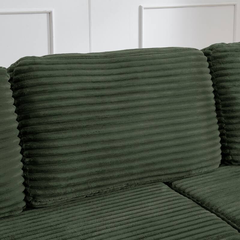 112.6" L-Shaped Modular Sectional Left sofa seat with Queen Sleeper Function, Corduroy Upholstery and No Assembly Required