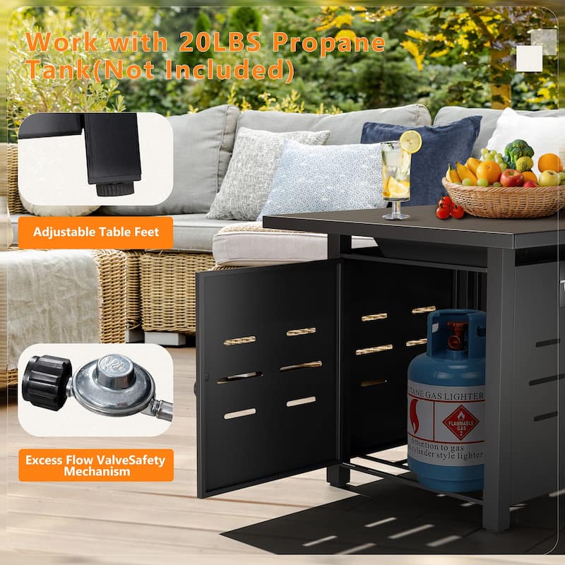 Futzca Propane Fire Pit 50000 BUT Outdoor Gas Fire Table with Lid