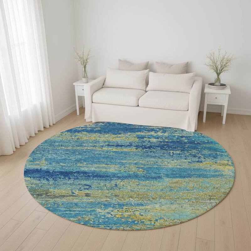 Premium Washable Super Soft Abstract Modern Mayfield Rug - Navy - 8' x 8'