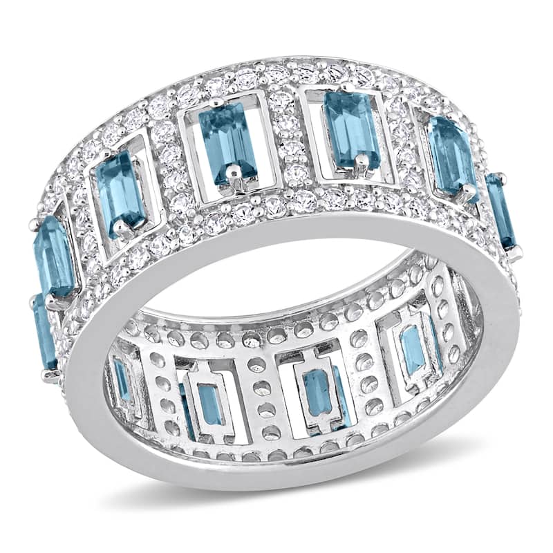 Miadora 3 4/5ct TGW London Blue Topaz White Topaz Ring Sterling Silver