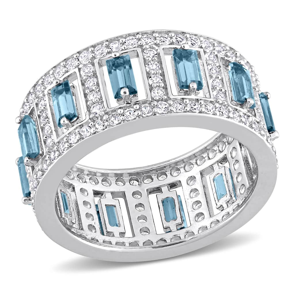 Miadora 3 4/5ct TGW London Blue Topaz White Topaz Ring Sterling Silver