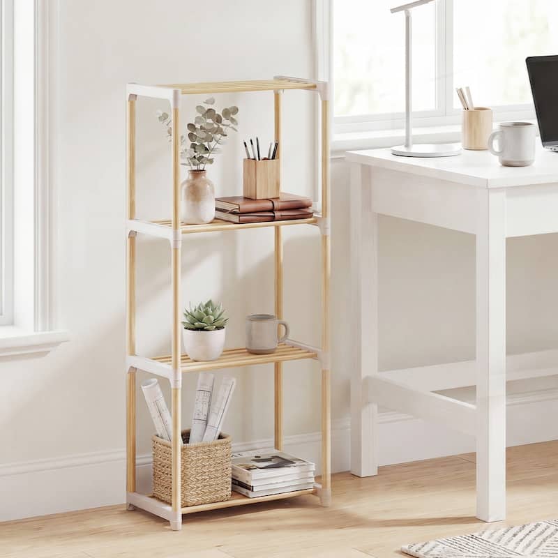 Gymax 2PCS 4-Tier Bookshelf w/Open Shelves Freestanding Storage