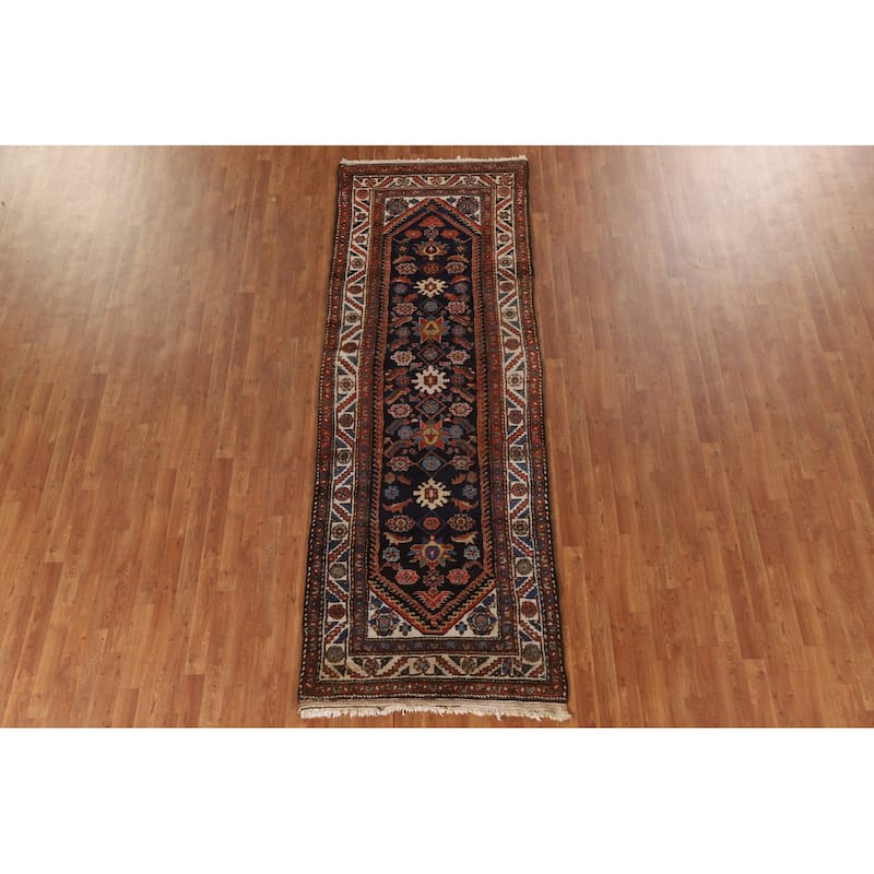 Pre-1900 Antique Bakhtiari Persian Runner Rug Handmade Wool Carpet - 3'6"x 10'3"