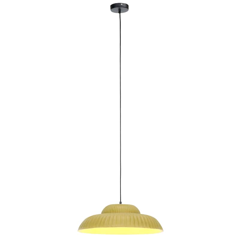 SAFAVIEH Destryn 21-Inch Paper Mache Pendant Light, Sculpted Dome Ceiling Fixture with Hardwired Installation, E26 Bulb Base