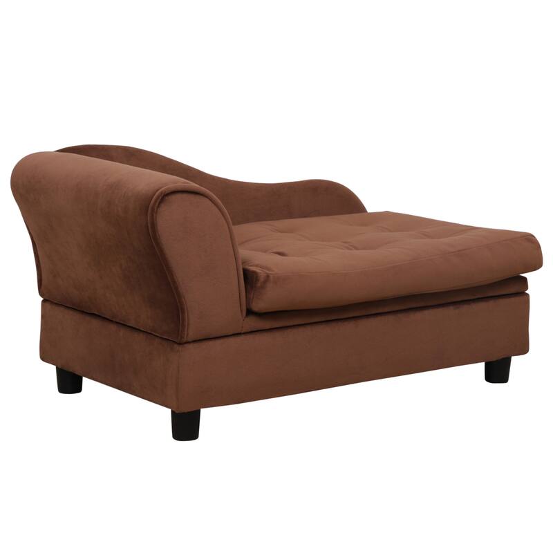 Luxury Fancy Dog Bed for Small Dogs with Hidden Storage, Small Dog Couch with Soft 3" Foam, Dog Sofa Bed, Cushy Dog Bed - Brown