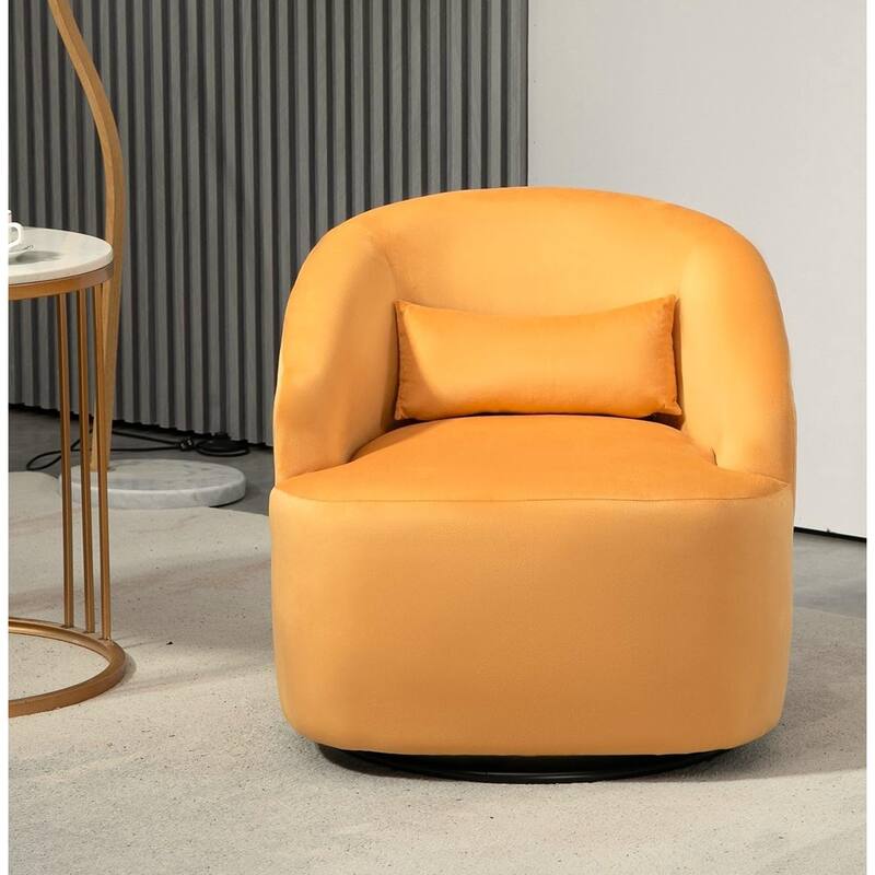 Accent Chair with Barrel-shaped Design and 360 Degree Swivel Feature