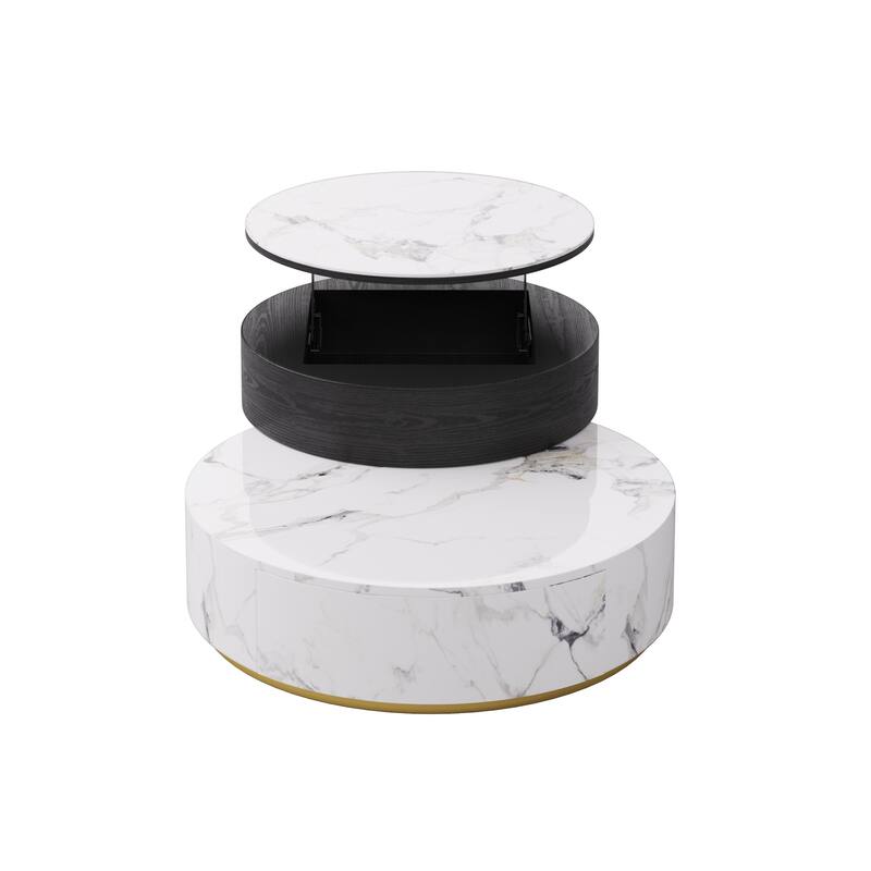 Modern Nesting Coffee Table Set with Marble Top, Lifttop Coffee Table