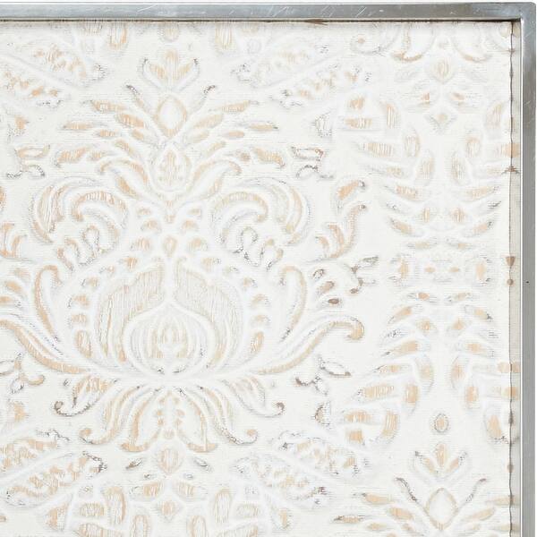 Large Rectangular Distressed White Wood Wall Decor W Damask Patterns Set Of 2 16 5 L X 1 W X 32 H Each Overstock 32017317