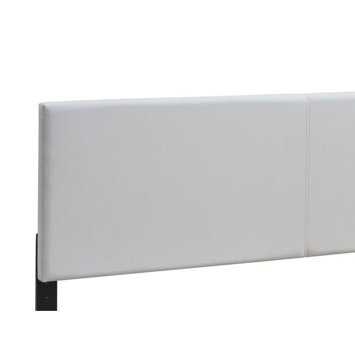 Full Upholstered Bed Frame with Adjustable Headboard in White Faux Leather