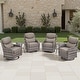 preview thumbnail 58 of 189, Pocassy Outdoor Wicker Sofa with Swivel Chair Fire Pit Table Furniture Set. Gray Wicker & Gray Cushion - 6 Pieces Swivel Chair Table with 6-In Cushion