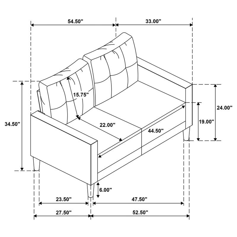 Bowen II Fabric Upholstered Track Arm Sofa Set