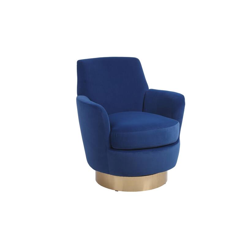 Swivel Accent Chairs Armchair for Living Room, Reading Chairs , Round Barrel Chairs with Gold Stainless Steel Base