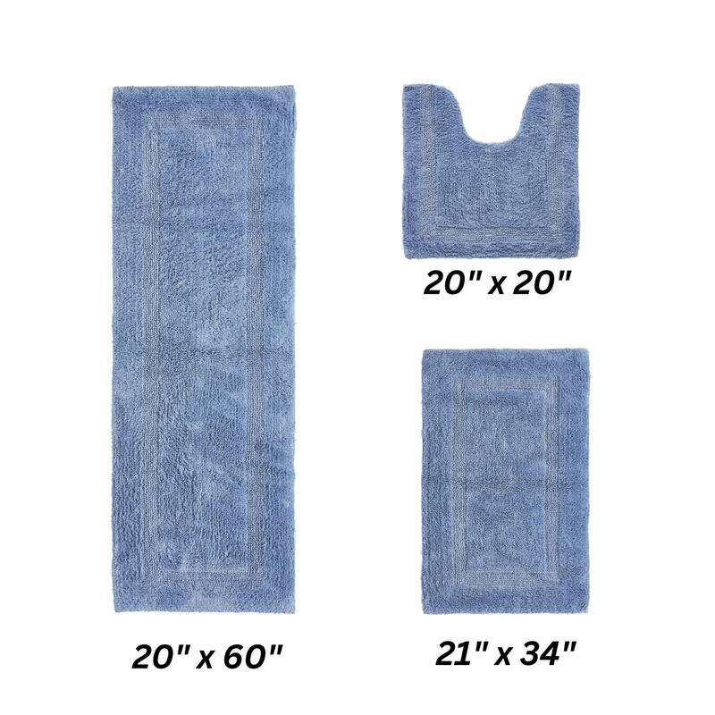 Better Trends Bath Rugs Set 100% Cotton Reversible Water Absorbent Bathroom Rug for Shower, Sink, Bath Mats - Lux Collection