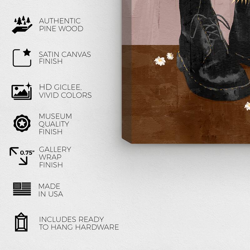 Wynwood Studio Canvas Fashion and Glam Nature Boots Pink and Wall Art Canvas Print