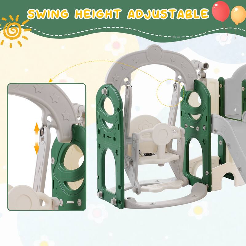 Toddler Slide and Swing Set 8 in 1 with Basketball Hoop