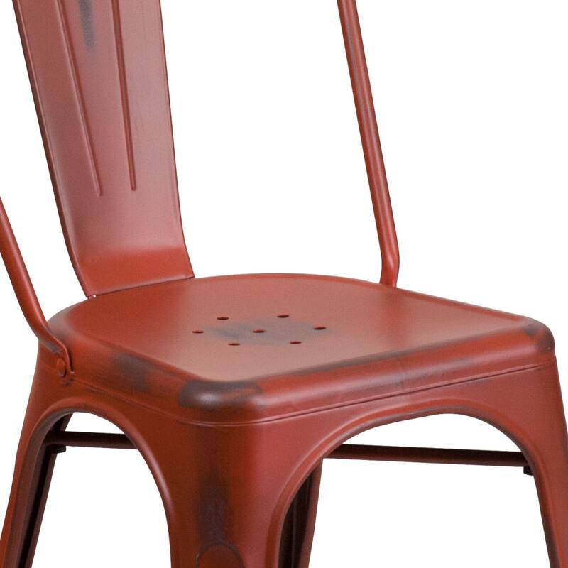 Distressed Metal Indoor/ Outdoor Stackable Chair