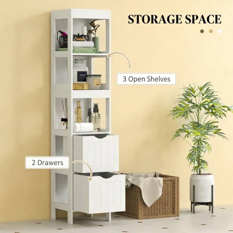 55.6" Tall Bathroom Narrow Floor Storage Cabinet