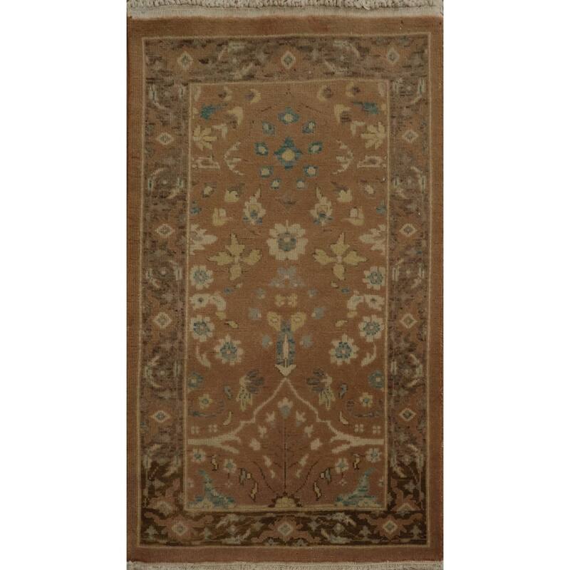 Hand Knotted Oriental 100% Wool Carpet Traditional All-Over Brown Ziegler Area Rug - 3' 1'' X 2' 0''