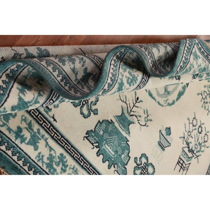 Art Deco Oriental Square Rug Handmade Wool Carpet - 8'1" x 7'11"