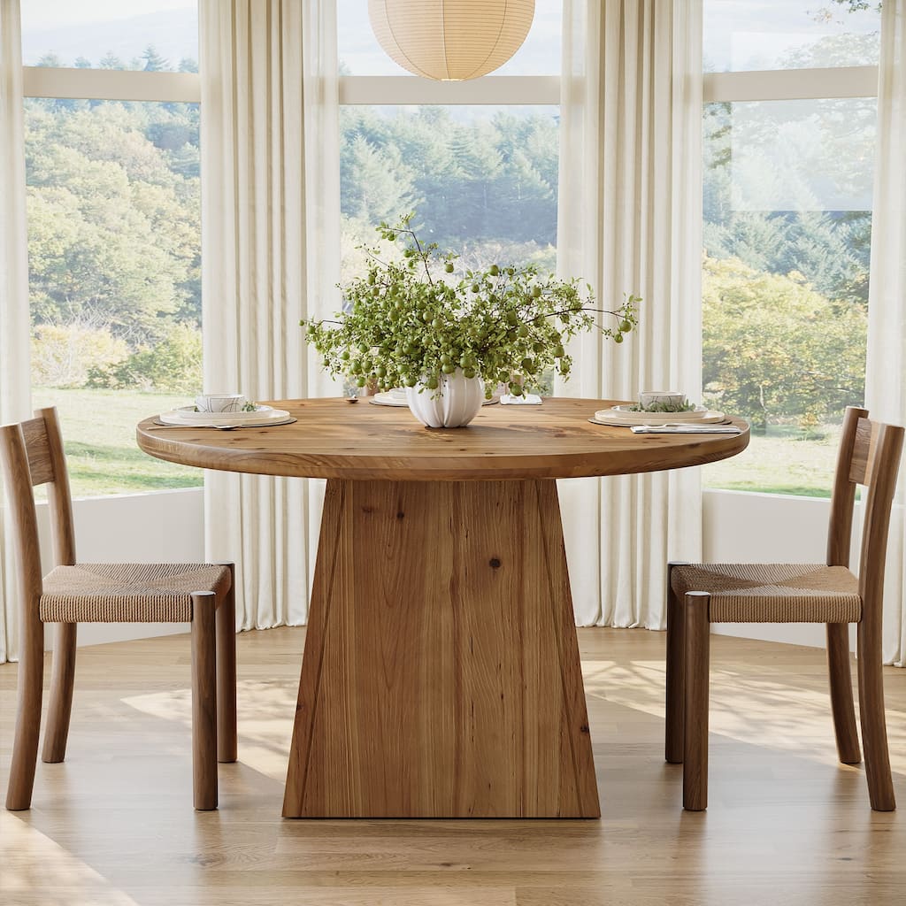 39.4 Inch Solid Wood Round Pedestal Dining Table for 4 - 39.4" D x 39.4" W x 29.5" H