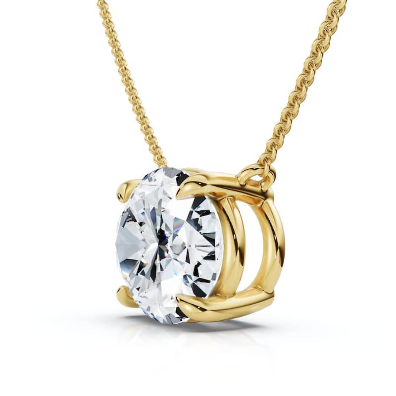 Bliss Diamond Certified 3Ct Diamond Oval Solitaire Pendant Gold 18" Women's Chain Lab Grown - Yellow