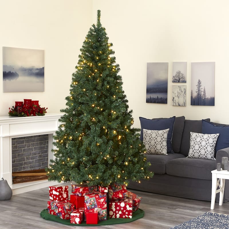 8ft. Artificial Christmas Tree with 450 Clear LED Lights - Classic Holiday X-Mas Centerpiece
