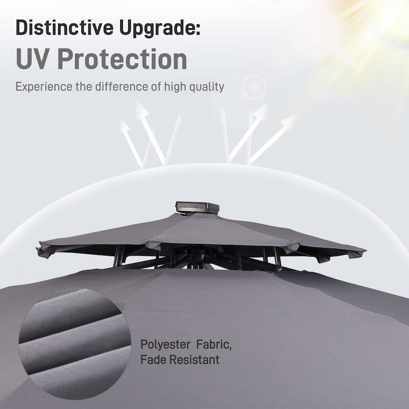 Ainfox 10 FT Aluminum Offset Outdoor Cantilever Umbrella with 360-degree Rotation