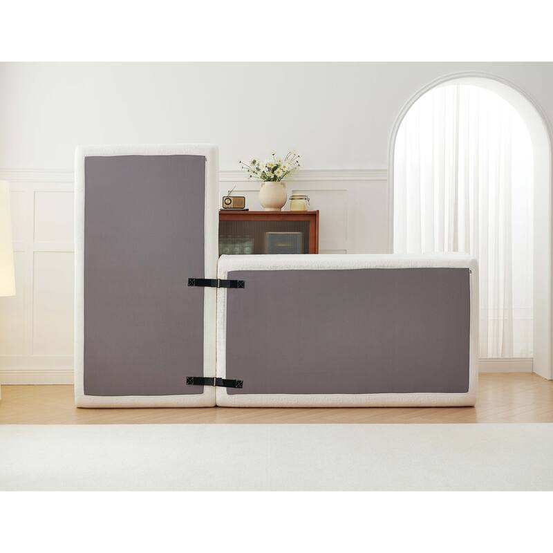 Modular Sectional Sofa with L-Shape Chaise, Chenille Upholstered Cloud Sofa, Corner Deep Seat Sofa with 5 Throw Pillows