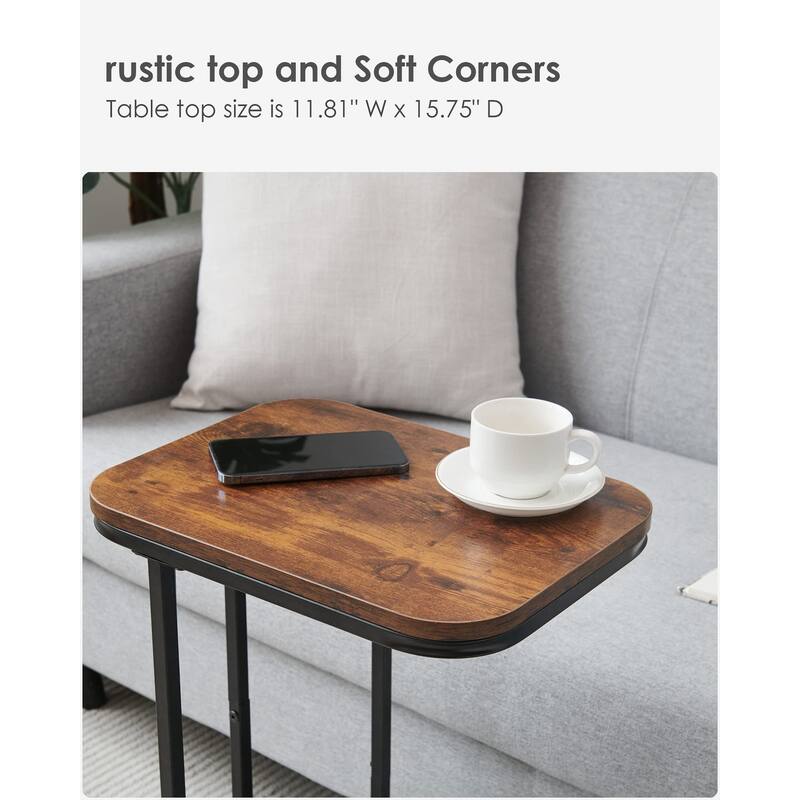 C Shaped End Table, 26.6 inches High Small Side Table for Couch Sofa Bed, Tall Tv Tray Table for Living Room, Bedroom