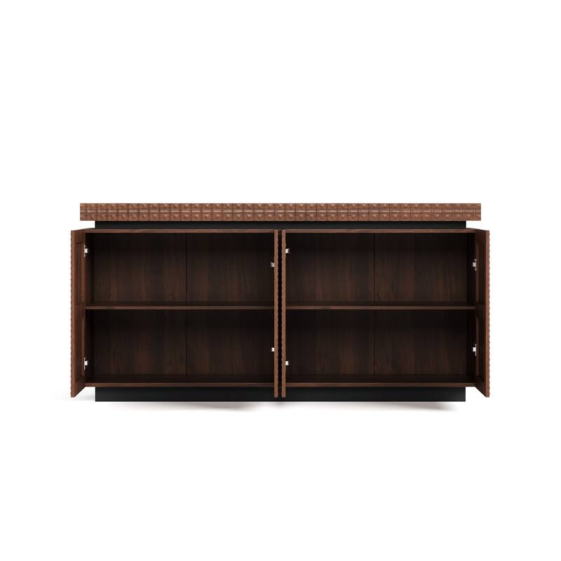 Sideboard Buffet Cabinet 58.3" Modern Accent Storage Sideboard, Rustic 4-Door Freestanding Cabinet with Anti-Dumping Design