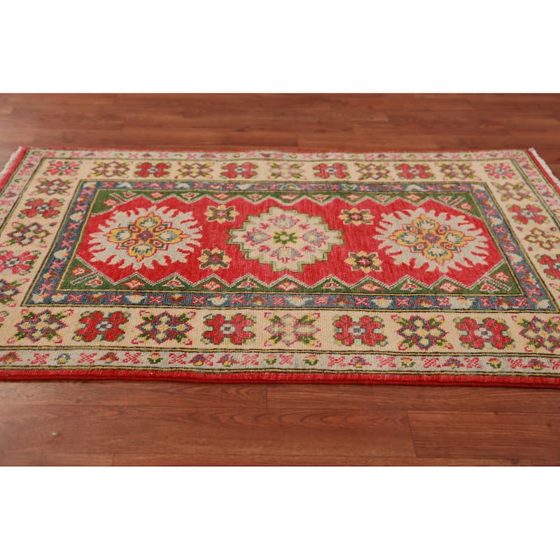 Traditional / Geometric Kazak Foyer Rug Handmade Wool Carpet - 2'7"x 4'0"