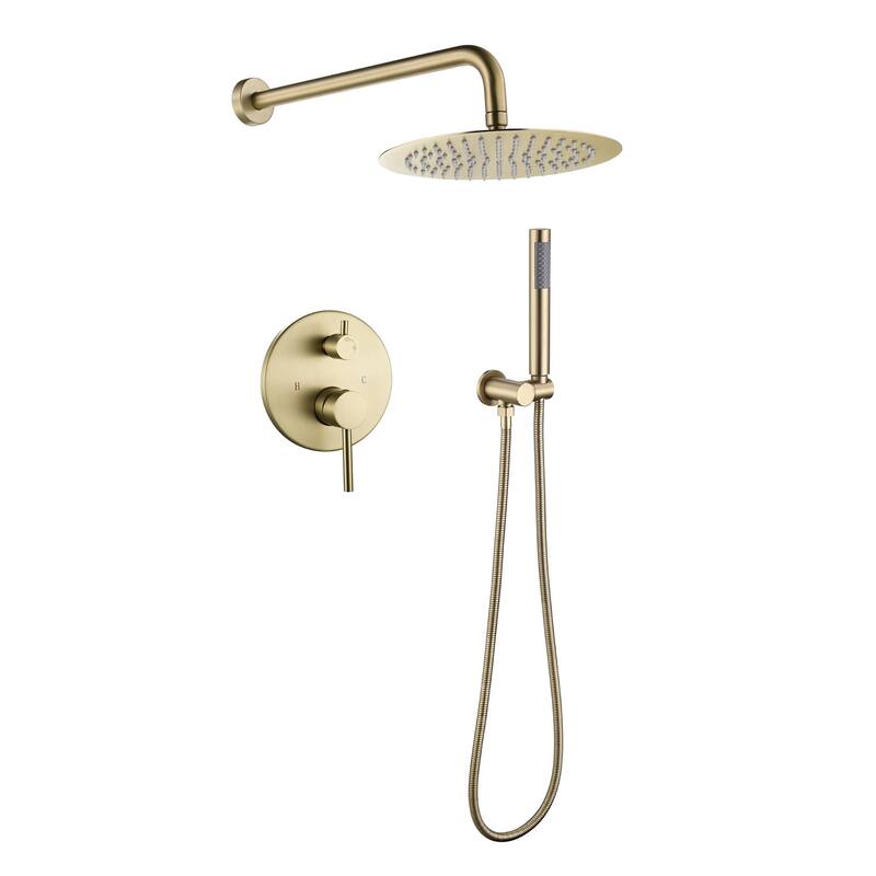 Wall Mounted Shower Faucet With Handheld Sprayer 10 Inch Shower Head Combo Set Modern Rainfall Shower System With Hand Shower