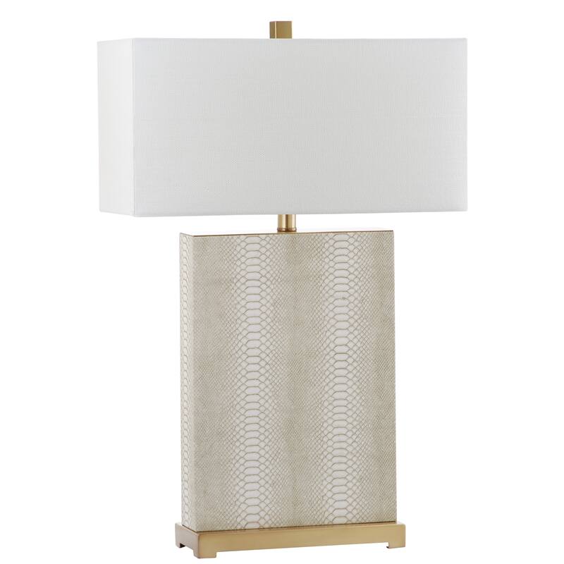 SAFAVIEH Lighting 28-inch Joyce Faux Snakeskin Cream Table Lamp (Set of 2) - 18"x8 "x27.75"