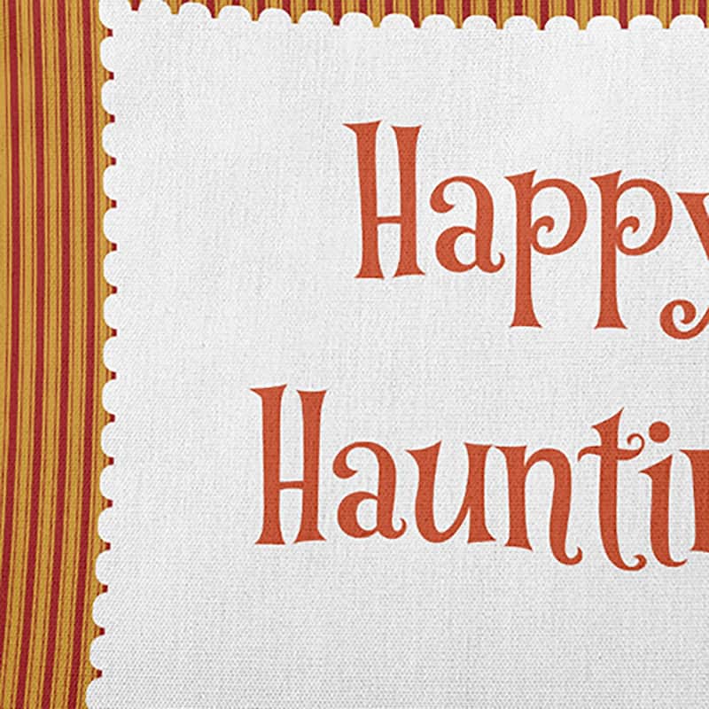 Halloween Happy Haunting Ticking Accent Pillow
