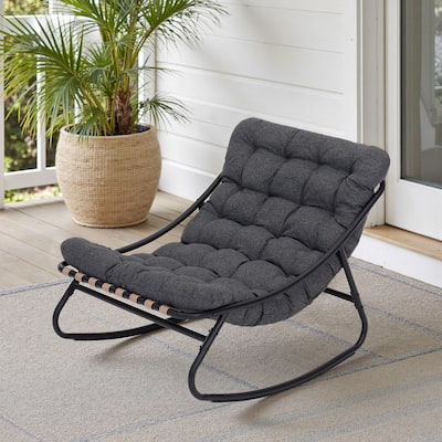 Outdoor Patio Scoop Rocking Lounge Chair with Cushions