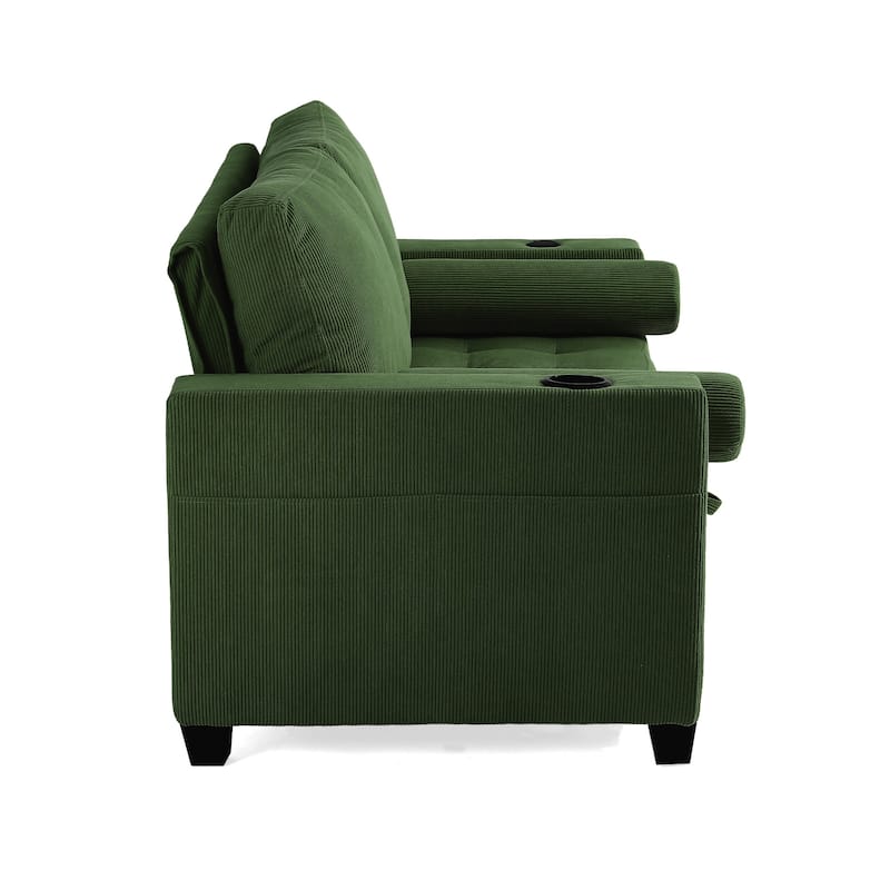 3-in-1 Pull-Out Sleeper Sofa Bed Convertible Adjustable Multi-Functional Loveseat with USB Port