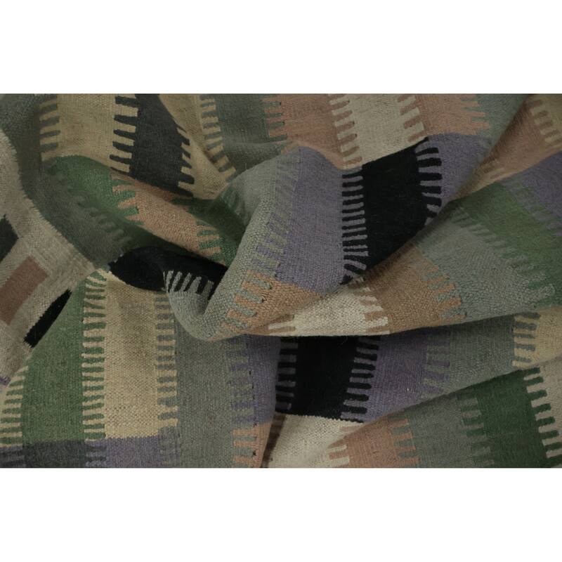 Hand Woven Oriental 100% Wool Carpet Southwestern Geometric Multi-Colored Kilim Area Rug - 10' 0'' X 9' 9''