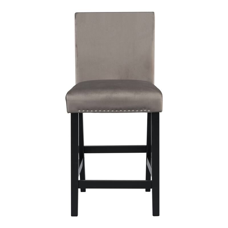 5 Piece Counter Height Dining Table Set w/ 4 Velvet Upholstered Chairs
